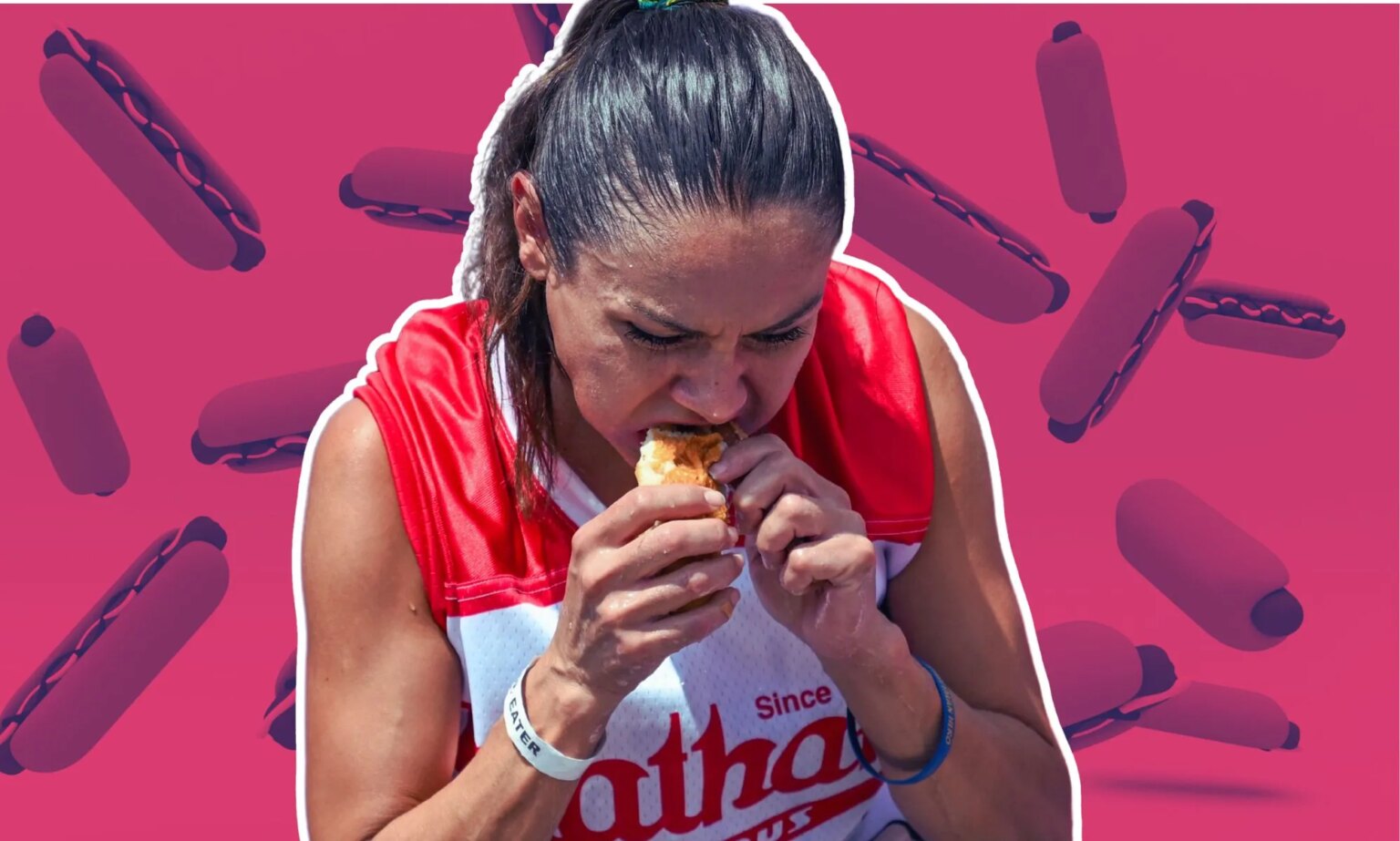 Les concours de dégustation de hot-dogs sont apparemment une nouvelle ligne de front dans la guerre contre les personnes trans dans le sport Michelle Lesco during Nathan