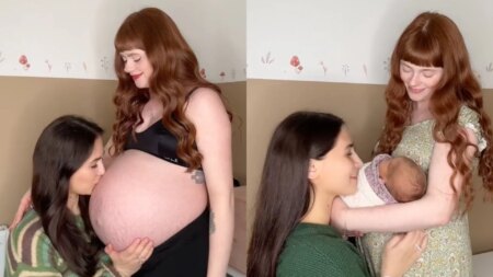 TikTok influencers Caitlin and Leah announce the birth of their baby girl