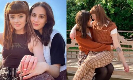 TikTok stars Caitlin Wynne-Sheil and Leah Joseph are featured in two pictures. The social media stars are engaged and speak about being part of the LGBT+ community openly online