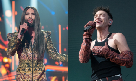 Conchita Wurst and Olly Alexander singing