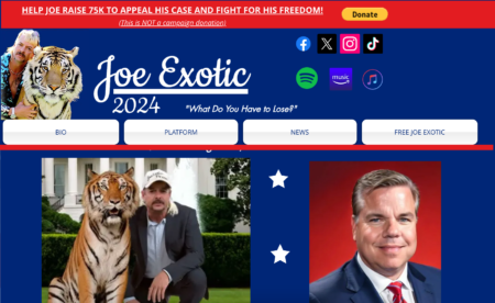 Le site Web de campagne du candidat à la présidentielle Joe Exotic est un désordre involontairement hilarant