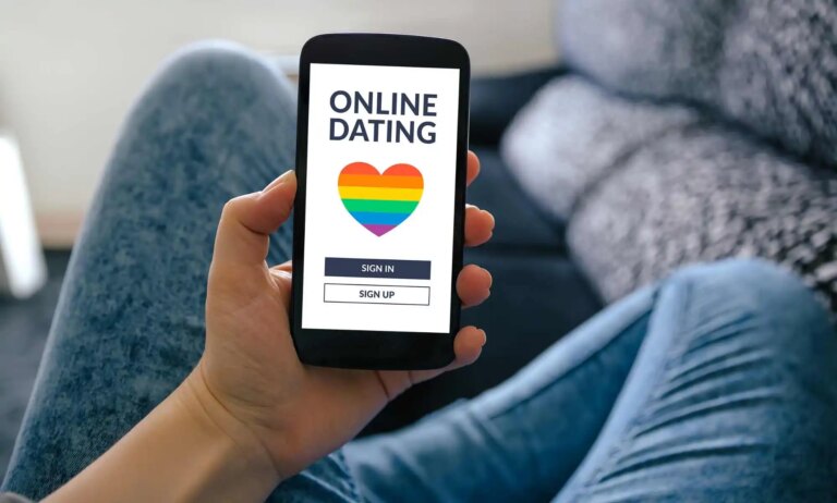LGBTQ dating app on phone