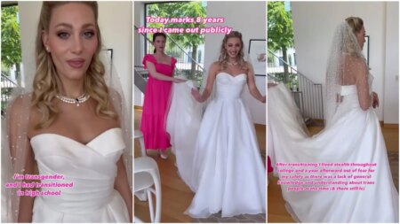 La première reine trans du bal se marie avec son partenaire lors d'un mariage de conte de fées à l'occasion du huitième anniversaire de sa sortie