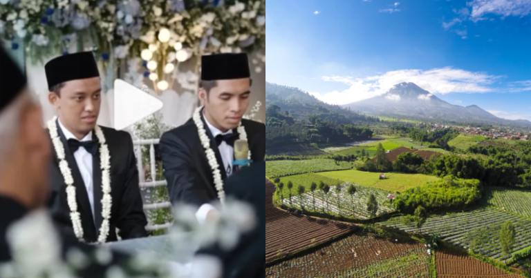 Une vidéo est devenue virale après avoir prétendu à tort que deux hommes s'étaient mariés dans une ville de Java, en Indonésie.  (TikTok/Getty)