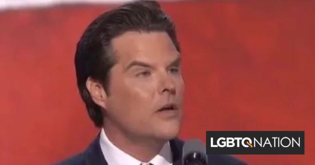 Un membre du Congrès républicain a déclaré que Matt Gaetz ressemblait à une « poupée gonflable sexuelle » lors de son discours à la RNC Un membre du Congrès républicain a déclaré que Matt Gaetz ressemblait à une « poupée gonflable sexuelle » lors de son discours à la RNC