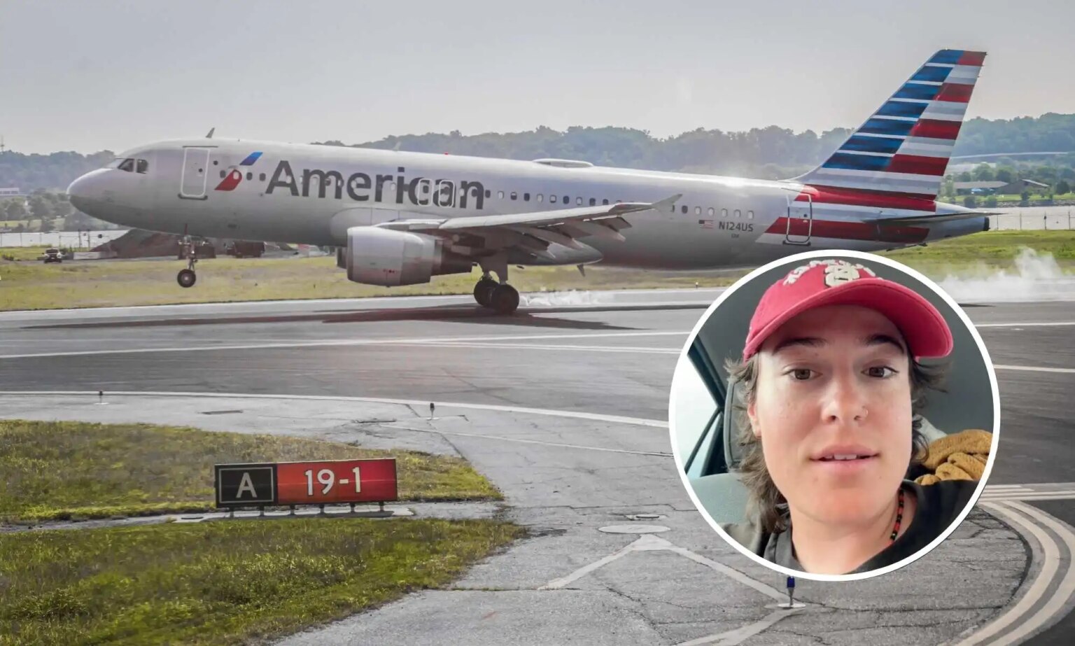 Une lesbienne affirme avoir été « bannie » d'American Airlines après avoir été accusée d'avoir eu des relations sexuelles avec un homme phot set of Erin Wright and an American Airlines plane