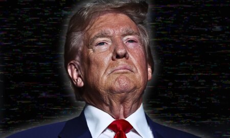 Donald Trump edited over a picture of static.