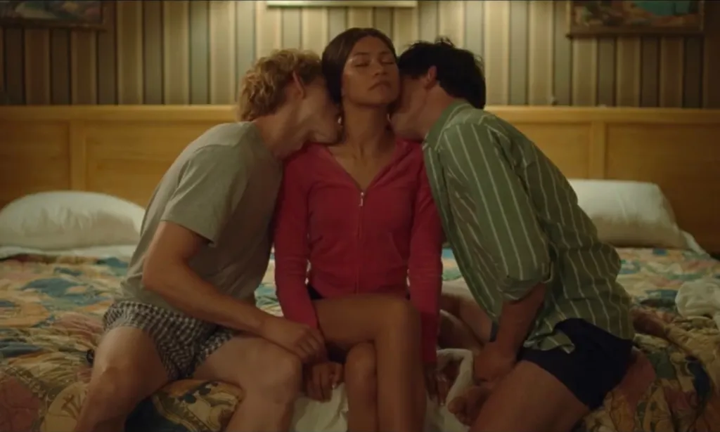 Mike Faist (à gauche), Zendaya et Josh O'Connor (à droite) dans les Challengers.