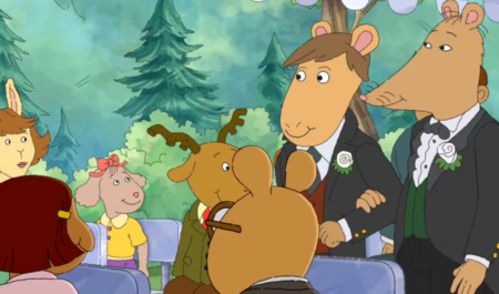 Mr Ratburn and Patrick in the season 22 episode of Arthur featuring a