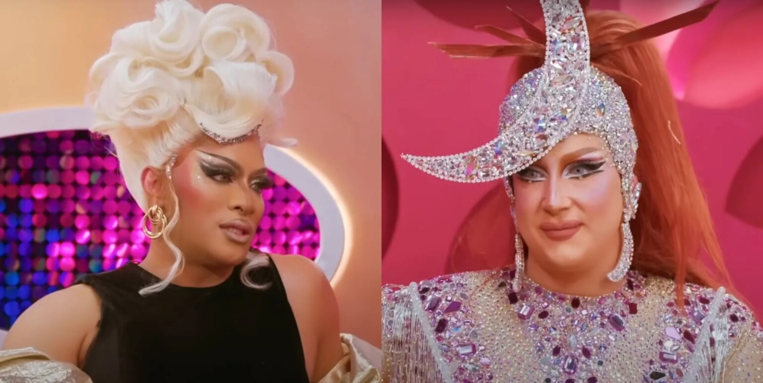 Kween Kong de Drag Race Global All Stars s'excuse auprès de Nehellenia après une dispute sur « l'intimidation » Kween Kong and Nehellenia talking in a teaser for episode 10 of Global All Stars