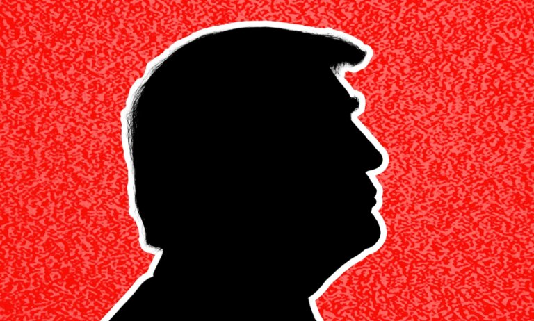 An edited silhouette of Donald Trump.