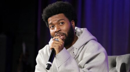 LOS ANGELES, CALIFORNIA - OCTOBER 14: Khalid speaks onstage at Spotlight: Khalid at GRAMMY Museum L.A. Live on October 14, 2024 in Los Angeles, California. (Photo by Rebecca Sapp/Getty Images for The Recording Academy)