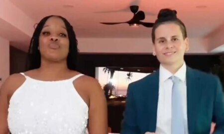 Lesbian interracial couple Ebony and Denise.