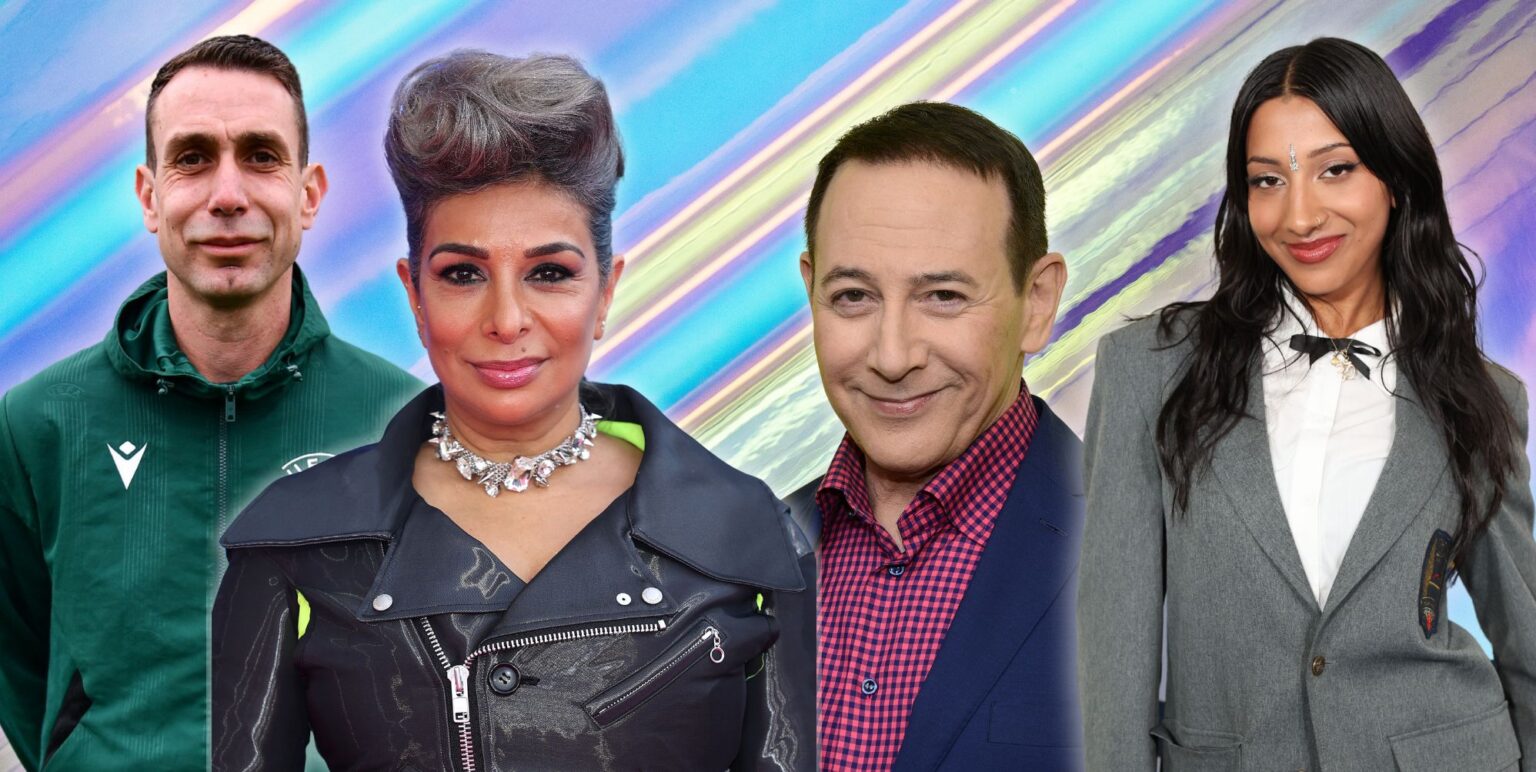 A collage featuring David Coote, Shobna Gulati, Paul Reubens and Lara Rajagopalan
