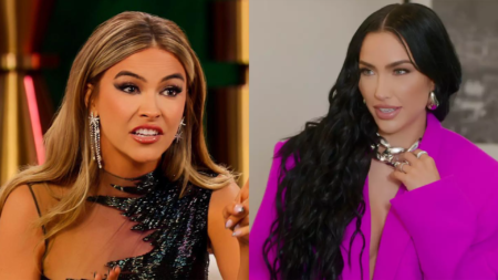 Chrishell Stause defends nonbinary partner G Flip against ‘Selling Sunset’ castmate Bre Tiesi’s alleged slur and MAGA brand controversy in a series of viral Instagram Stories.