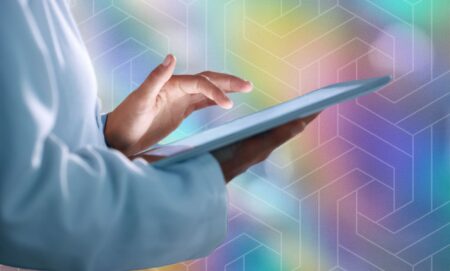 A person on a tablet.