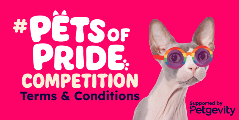 The full terms and conditions for the 'Pets of Pride' social media competition supported by Petgevity. (PinkNews)