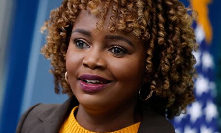 Karine Jean-Pierre, pictured during a White House press conference.