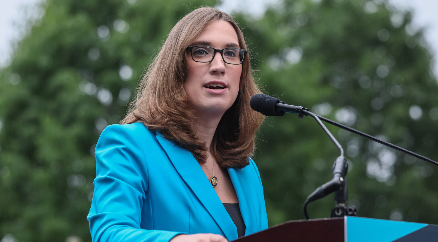 WASHINGTON, DC - MAY 21: U.S. Rep Sarah McBride speaks during a rally opposing House Republicans Tax Proposal prior to the final House Vote on Capitol Hill on May 21, 2025 in Washington, DC. (Photo by Jemal Countess/Getty Images for Families Over Billionaires)