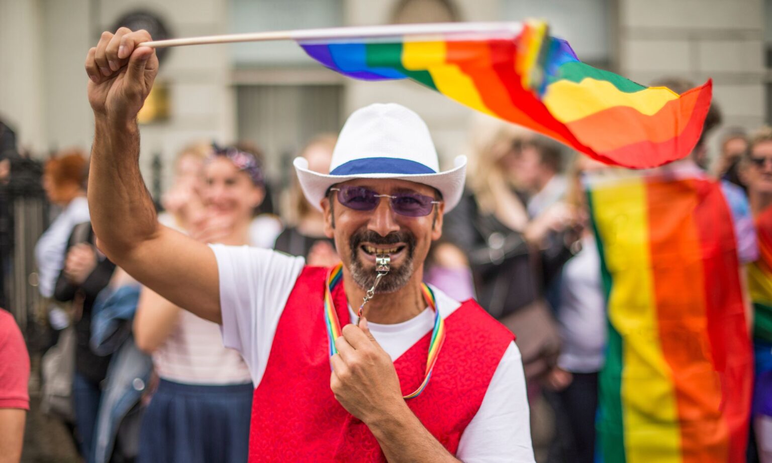 A man celebrating Dublin Pride
