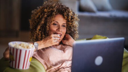 woman watching computer