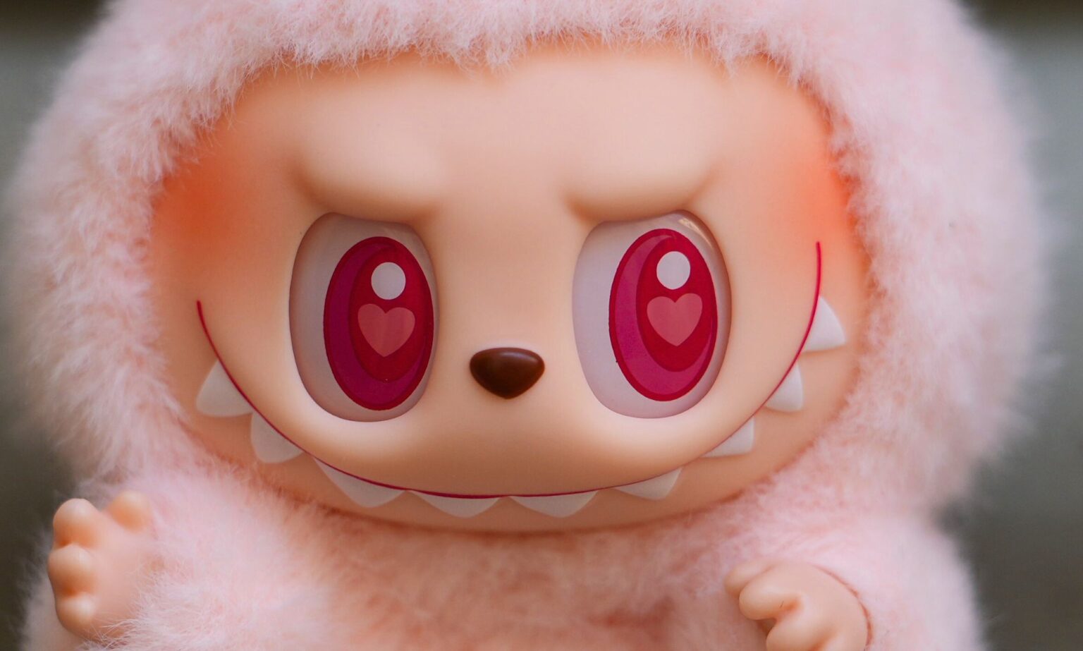 A close-up of a Labubu doll.