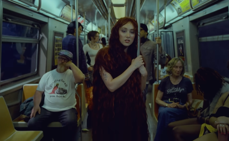 Chappell Roan on the set of "The Subway".