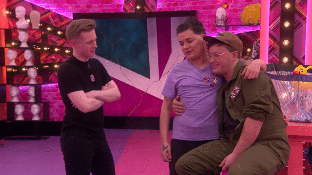 Blu Horgeaa, Baga Chipz et la Vivienne en compétition sur la saison 1 de Rupaul Drag Race UK.