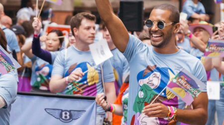 Michael Gunning marched with Bentley’s BeProud network at Manchester Pride in remembrance of the victims of the 2017 arena bombing, which he survived.