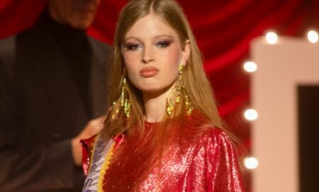 Vivian Jenna Wilson in a red gown during the event.