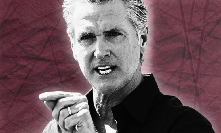 Pourquoi les personnes trans ont raison de s'inquiéter des ambitions présidentielles de Gavin Newsom An edited photo of Gavin Newsom.