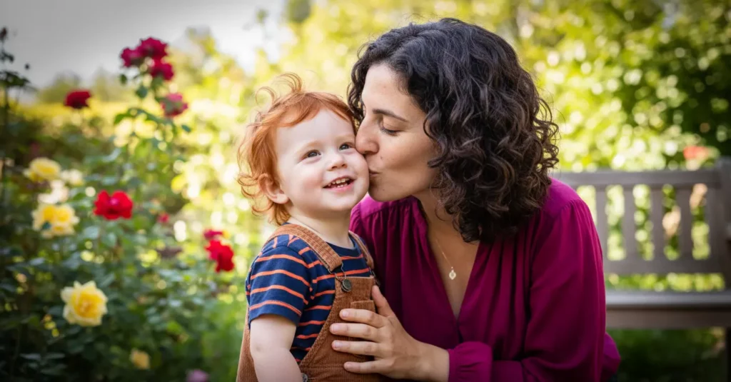 Bisou sur la bouche à son enfant : pourquoi les experts recommandent d’y renoncer dès 3 ans