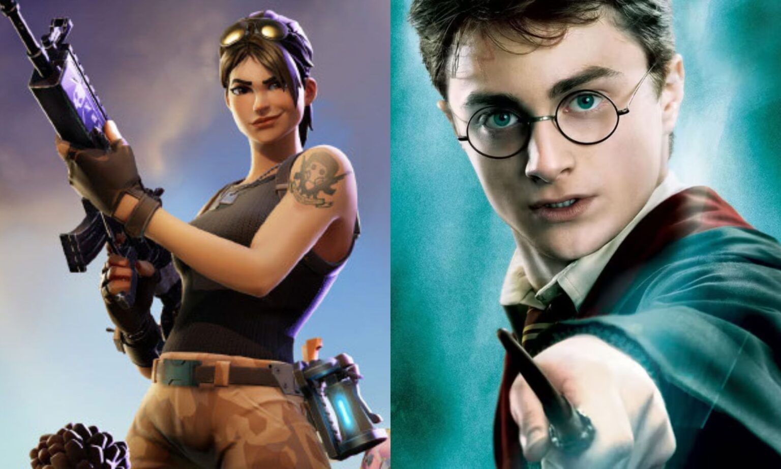 La communauté Fortnite réagit à la rumeur de collaboration avec Harry Potter : « Incroyablement décourageante » A split image of Fortnite and Harry Potter.