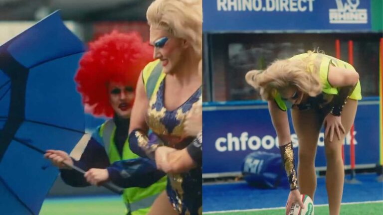 Les drag queens galloises participent à un match de rugby caritatif et collectent des milliers de dollars pour les enfants malades Welsh drag queens competed against Cardiff Lions RFC to raise funds for Dreams & Wishes.