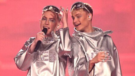 Vaeb representing Iceland at the 2025 Eurovision Song Contest