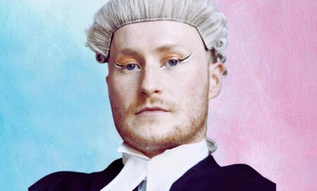 An edited photo of Oscar Davies in court robes