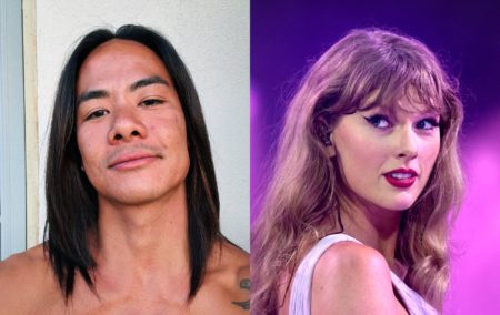 Two images: one of dancer Whyley Yoshimura and the other of Taylor Swift