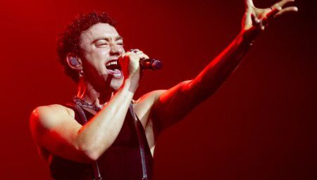 MANCHESTER, ENGLAND - AUGUST 24: Olly Alexander performs during Manchester Pride 2025 on August 24, 2025 in Manchester, England. (Photo by Shirlaine Forrest/WireImage)