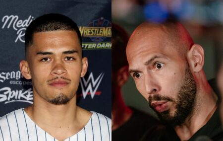 headshots of Sneako and Andrew Tate