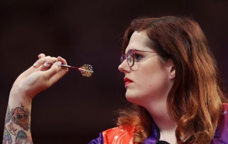 Noa-Lynn van Leuven of the Netherlands throws during the Quarter-Final match