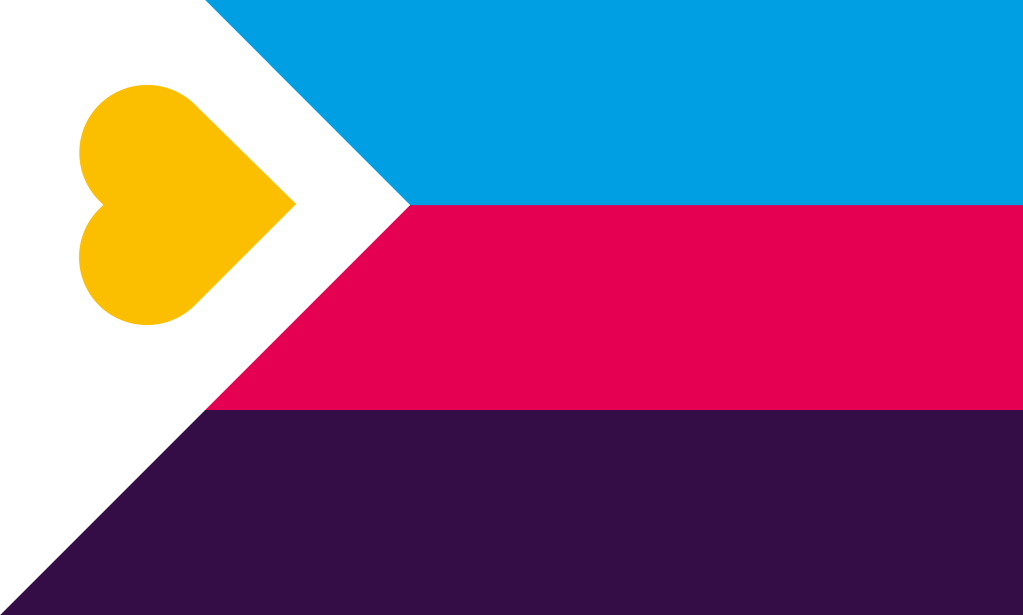 Drapeau tricolore de la fierté polyamour