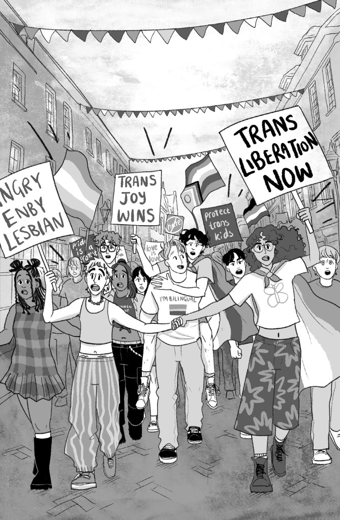 Heartstopper Volume 6 Illustration de la marche de la fierté.
