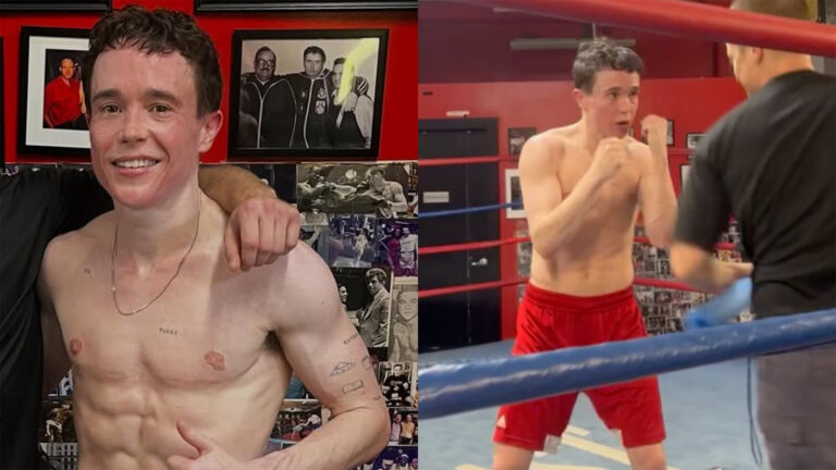 Elliot Page montre ses talents de boxeur et son physique ciselé dans de nouvelles vidéos d'entraînement torse nu Logo