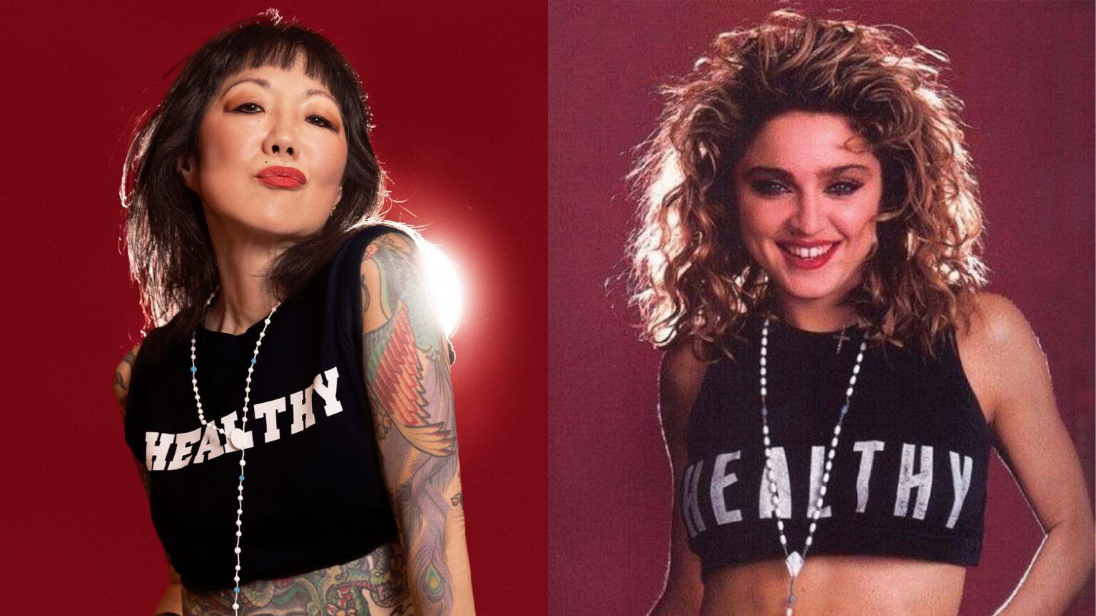 Margaret Cho reprend le look emblématique de Madonna en 1985 dans un nouveau tournage et taquine les mouvements majeurs du film et de la tournée Logo