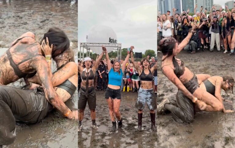 La lutte dans la boue lesbienne devient un moment fort inattendu de Lollapalooza alors que « des centaines de personnes se présentent » Lollapalooza