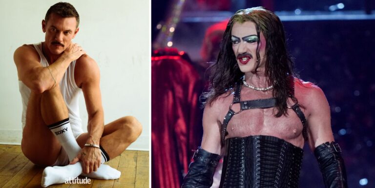 Luke Evans pose en collants blancs alors qu'il parle du passage « libérateur » de Rocky Horror Luke Evans photographed by Taylor Miller for Attitude magazine