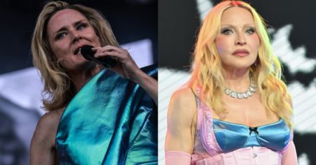Róisín Murphy (à gauche) conteste Madonna (à droite) parce qu'elle est une alliée trans (Getty)