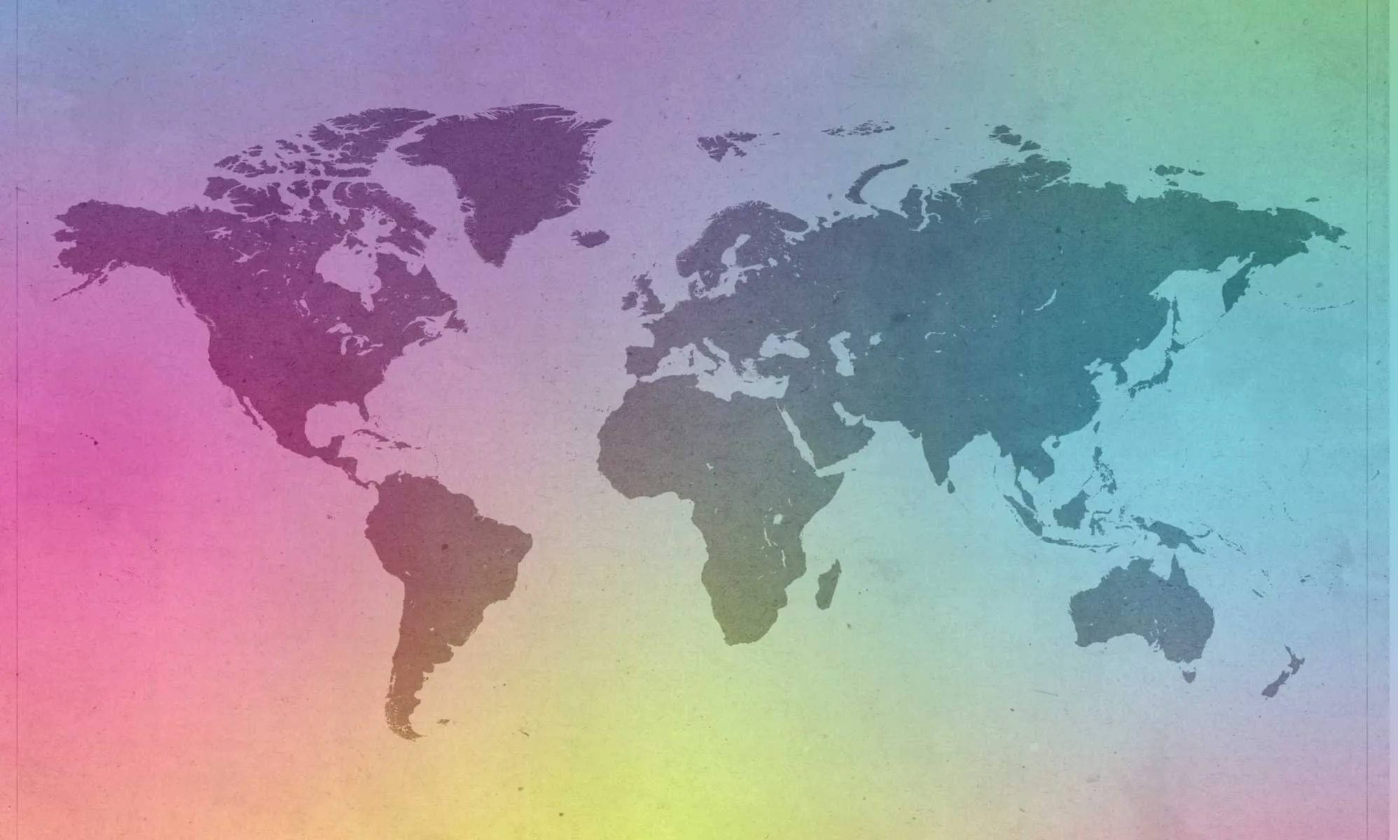 une carte mondiale dans une teinte arc-en-ciel
