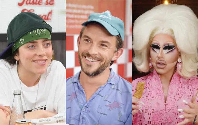 Les moments les plus gays de Chicken Shop Date alors qu'Amelia Dimoldenberg confirme la fin Billie Eilish, Jonathan Bailey, and Trixie Mattel