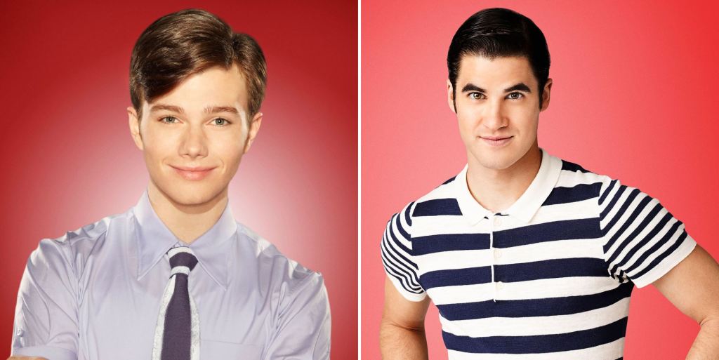 Chris Colfer dans le rôle de Kurt Hummel et Darren Criss dans le rôle de Blaine Anderson pour Glee